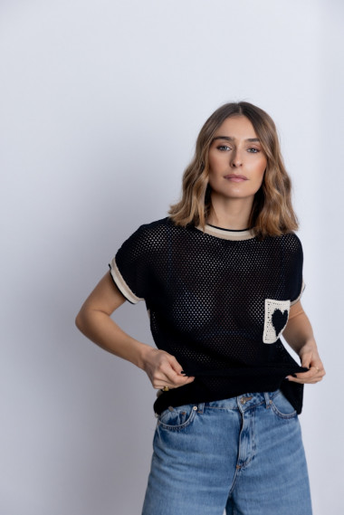 Jersey Bicolor de Algodón con Calados BMB & Co.