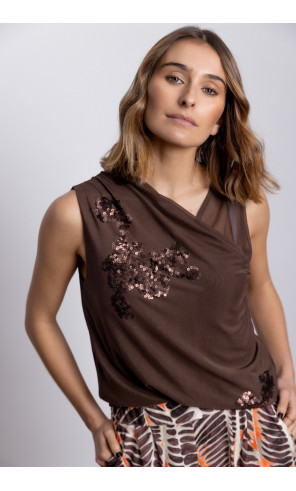 Top Sin Mangas Tul Chocolate BMB & Co.