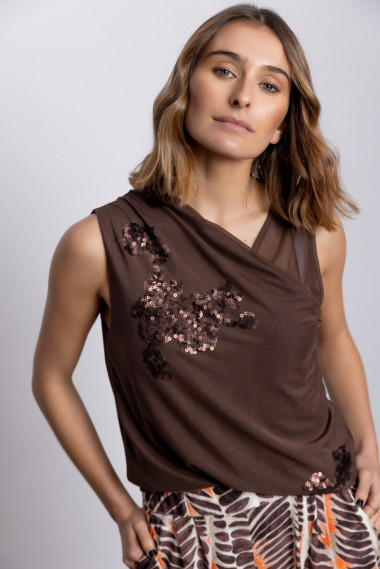 Top Sin Mangas Tul Chocolate BMB & Co.