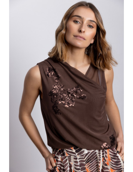 Top Sin Mangas Tul Chocolate BMB & Co.