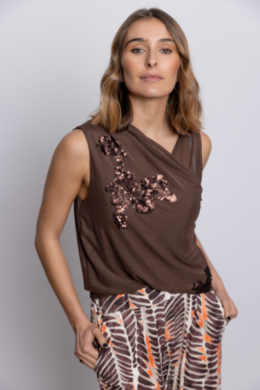 Top Sin Mangas Tul Chocolate BMB & Co.