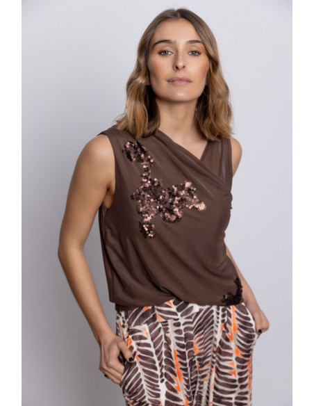 Top Sin Mangas Tul Chocolate BMB & Co.