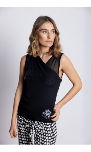 Top Negro Tul Sin Manga BMB & Co.