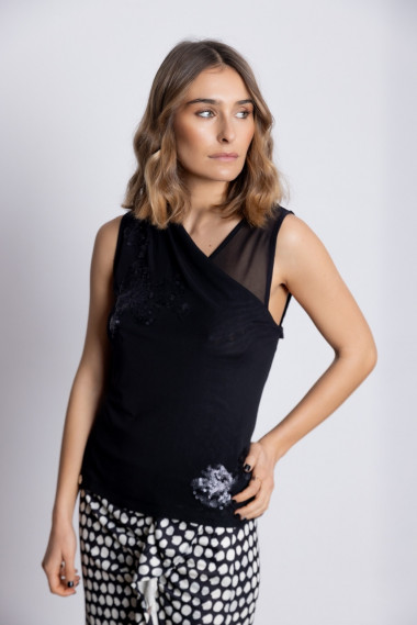 Top Negro Tul Sin Manga BMB & Co.