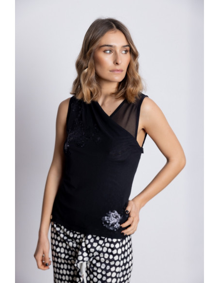 Top Negro Tul Sin Manga BMB & Co.