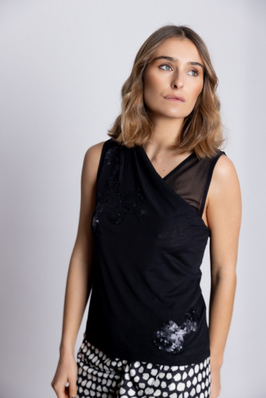 Top Negro Tul Sin Manga BMB & Co.