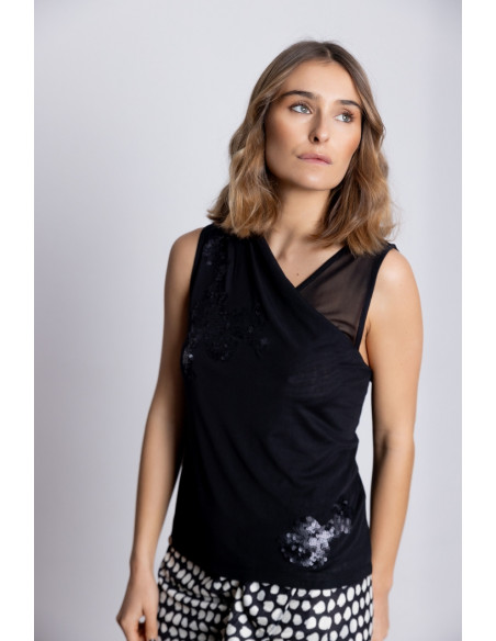 Top Negro Tul Sin Manga BMB & Co.