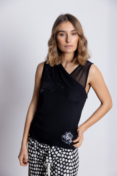 Top Negro Tul Sin Manga BMB & Co.