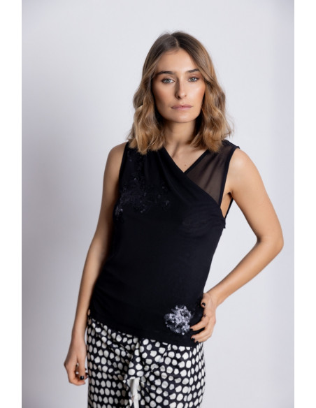 Top Negro Tul Sin Manga BMB & Co.