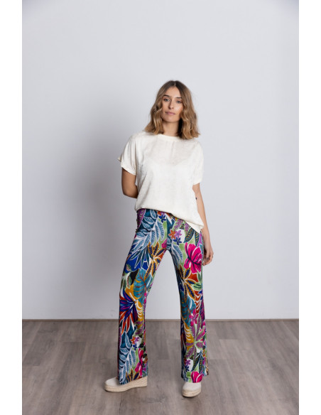 Camiseta Cruda Combinada Manga Caída BMB & Co.