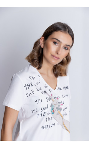 Camiseta Algodón Blanca Con Aplicaciones BMB & Co.