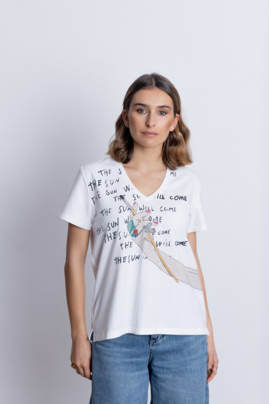 Camiseta Algodón Blanca Con Aplicaciones BMB & Co.