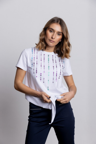 Camiseta Algodón Manga Corta Con Aplicaciones BMB & Co.