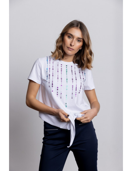 Camiseta Algodón Manga Corta Con Aplicaciones BMB & Co.