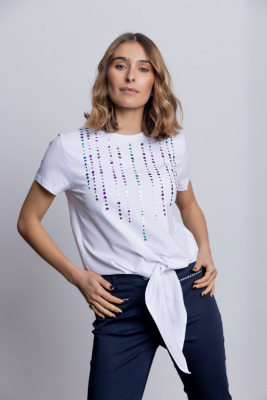 Camiseta Algodón Manga Corta Con Aplicaciones BMB & Co.