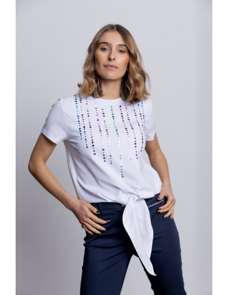 Camiseta Algodón Manga Corta Con Aplicaciones BMB & Co.