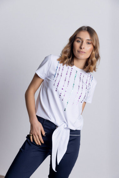 Camiseta Algodón Manga Corta Con Aplicaciones BMB & Co.