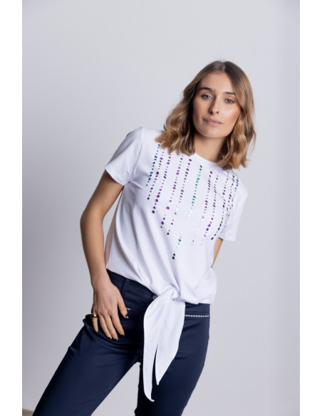 Camiseta Algodón Manga Corta Con Aplicaciones BMB & Co.