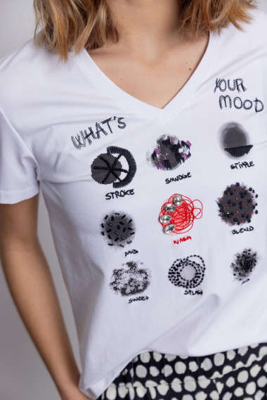 Camiseta Blanca Algodon Aplicaciones BMB & Co.