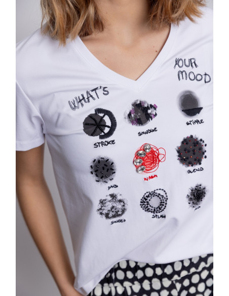 Camiseta Blanca Algodon Aplicaciones BMB & Co.