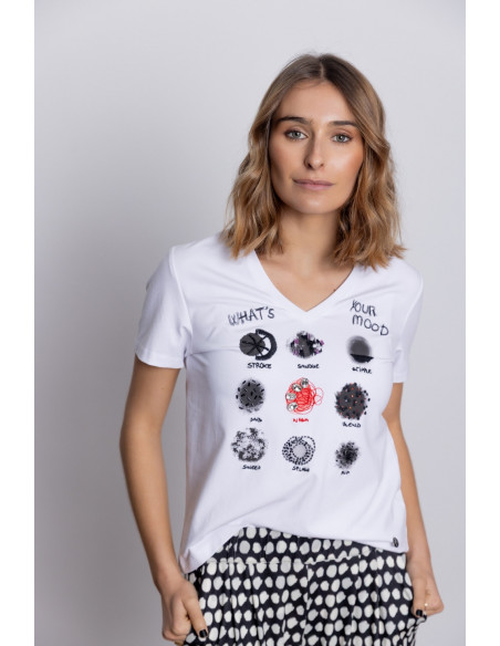 Camiseta Blanca Algodon Aplicaciones BMB & Co.