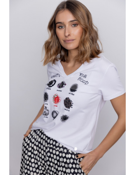 Camiseta Blanca Algodon Aplicaciones BMB & Co.