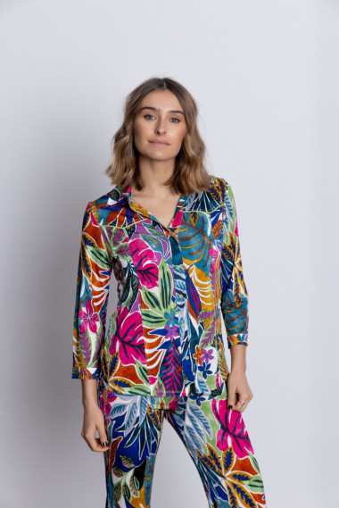 Camiseta Con Botonadura Estampado Flores BMB & Co.