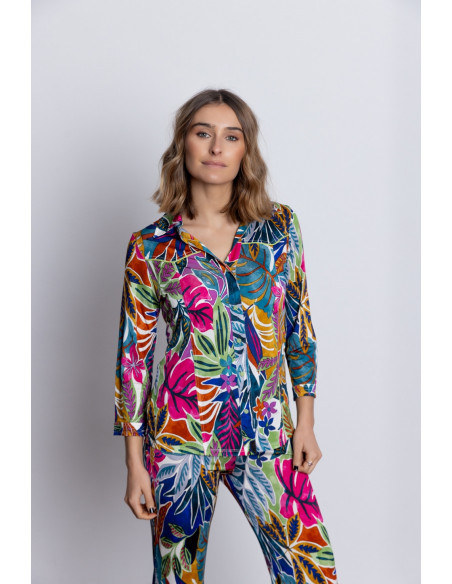 Camiseta Con Botonadura Estampado Flores BMB & Co.