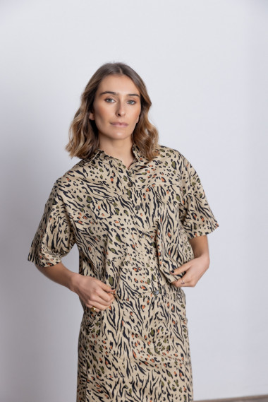 Camisa Crop Algodón Animal Print BMB & Co.
