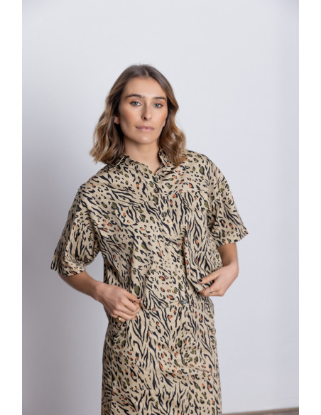 Camisa Crop Algodón Animal Print BMB & Co.