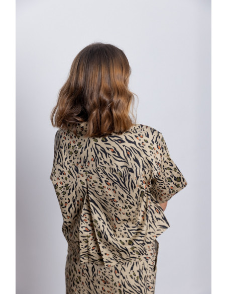 Camisa Crop Algodón Animal Print BMB & Co.