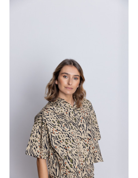 Camisa Crop Algodón Animal Print BMB & Co.
