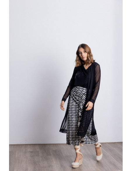 Falda Midi Lunares Con Volante BMB & Co.