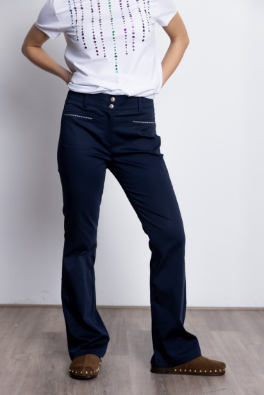 Pantalón Recto Algodón Marino Con Bolsillos BMB & Co.