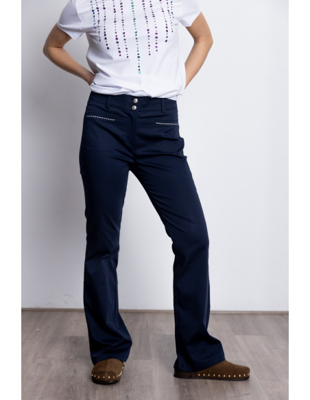 Pantalón Recto Algodón Marino Con Bolsillos BMB & Co.