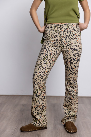 Pantalón Acampanado Animal Print Algodon BMB & Co.