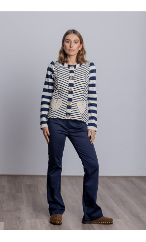 Pantalón Recto Algodón Marino Con Bolsillos BMB & Co.