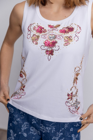 Camiseta Algodon Sin Mangas Y Lentejuelas BMB & Co.