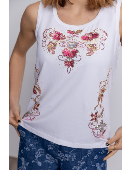 Camiseta Algodon Sin Mangas Y Lentejuelas BMB & Co.