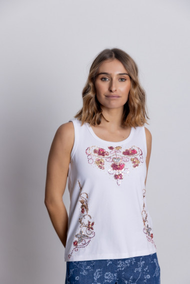 Camiseta Algodon Sin Mangas Y Lentejuelas BMB & Co.