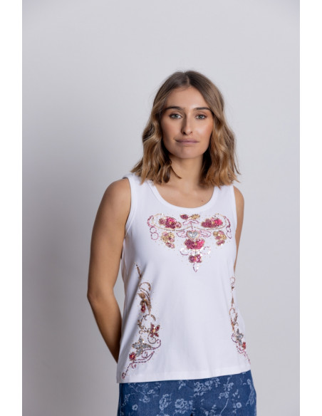 Camiseta Algodon Sin Mangas Y Lentejuelas BMB & Co.