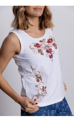 Camiseta Algodon Sin Mangas Y Lentejuelas BMB & Co.