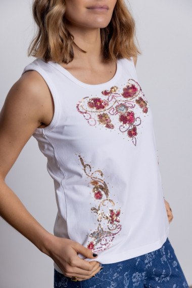 Camiseta Algodon Sin Mangas Y Lentejuelas BMB & Co.