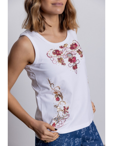 Camiseta Algodon Sin Mangas Y Lentejuelas BMB & Co.