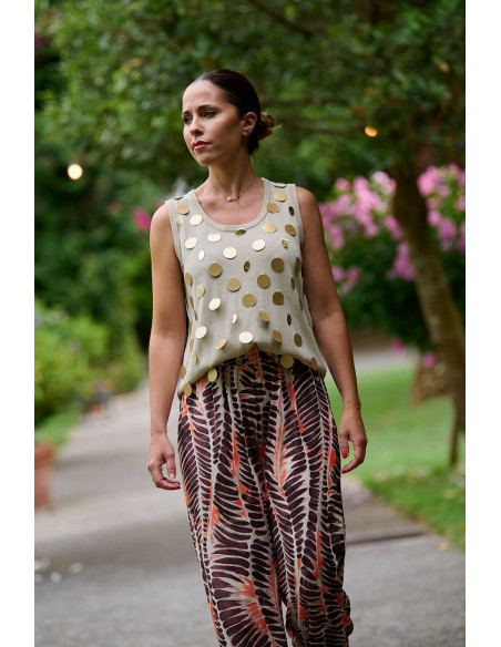 Jersey Sin Mangas Lentejuelas Doradas BMB & Co.