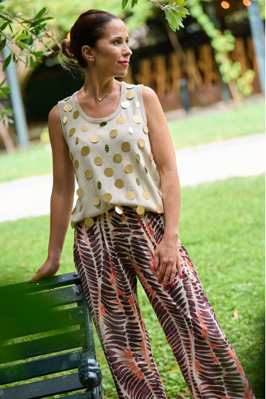 Jersey Sin Mangas Lentejuelas Doradas BMB & Co.