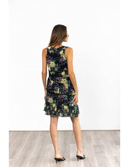 Vestido Corto Volantes De Tul Flores BMB & Co.