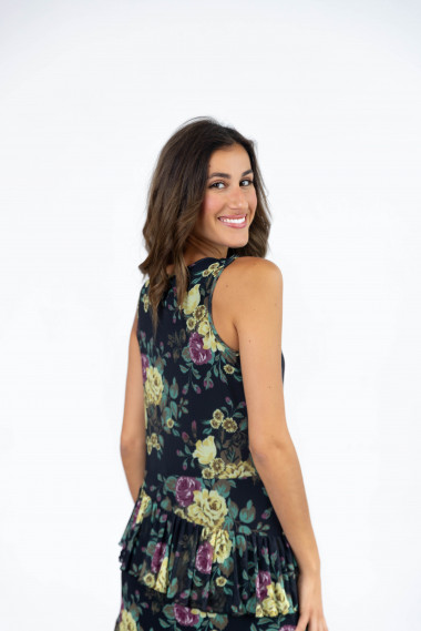 Vestido Corto Volantes De Tul Flores BMB & Co.