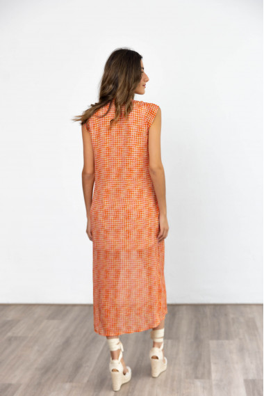 Vestido Midi Estampado Cuello Mao BMB & Co.