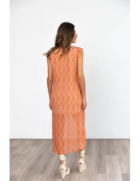 Vestido Midi Estampado Cuello Mao BMB & Co.
